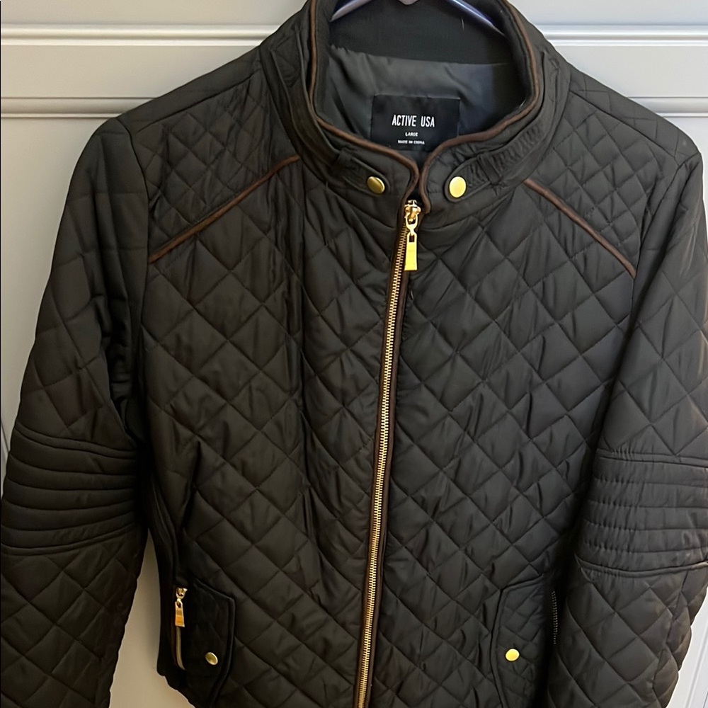 Active USA Quilted Jacket with Gold Accents